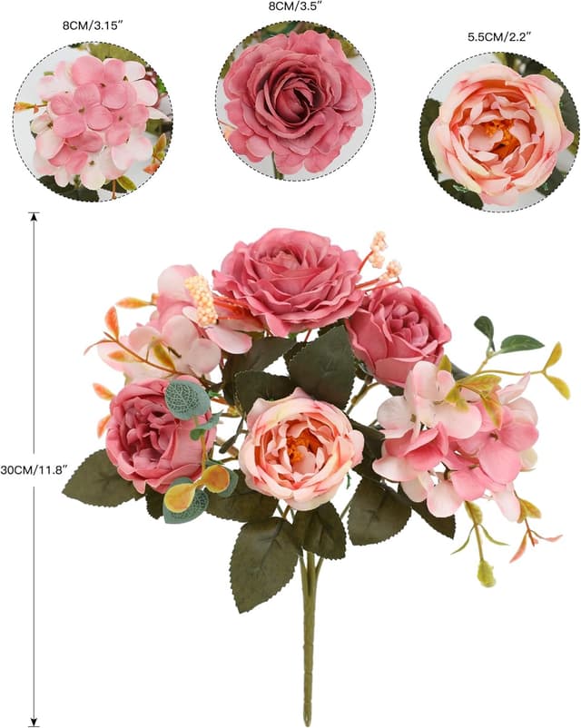 Thumbnail 5 de Floweroyal 4 Bunches Artificial Peony Flowers