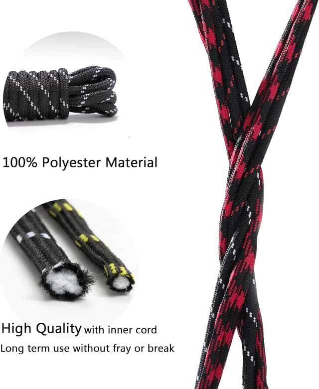 Detalle de CCSOFTIME Round Work Boot Laces – Heavy-Duty Thick Replacement Laces for Walking, Hiking & Safety Boots