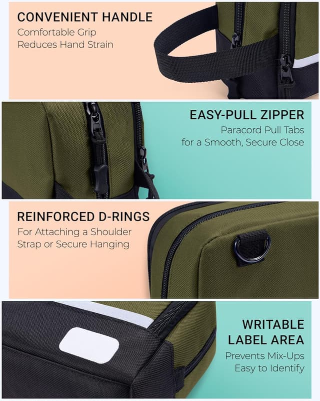 Detalle 2 de Elviros Travel coppia di borse porta attrezzi con tasche multiple, tracolla regolabile e moschettone