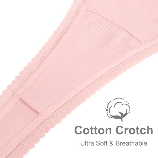 Detalle 2 de VOENXE lot de 5 culottes tanga sans couture et invisibles en dentelle