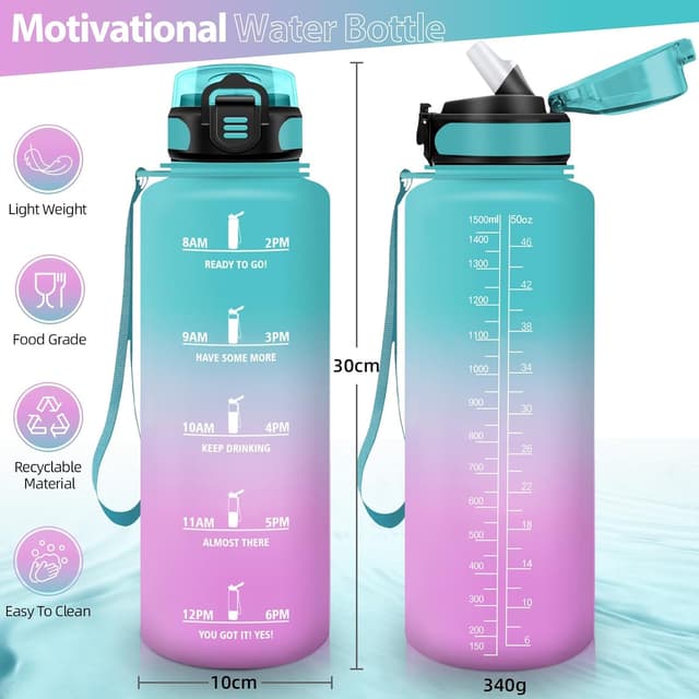 Detalle de Motswedi borraccia 1500 ml motivazionale senza BPA con cannuccia