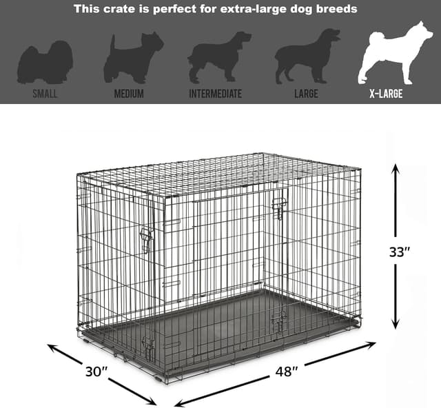 Thumbnail 6 de New World Double Door Folding Metal Dog Crate (122 cm) with Leak-Proof Pan and Enhanced Security