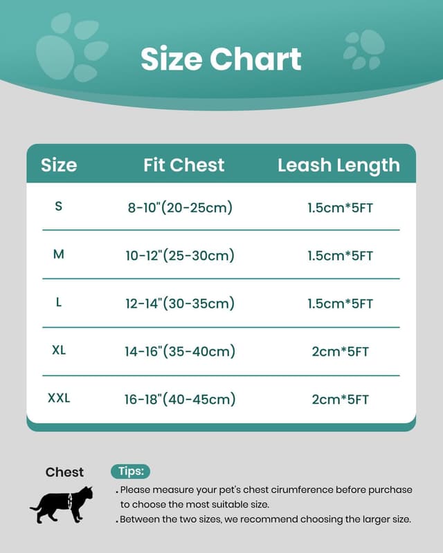 Detalle de FAYOGOO Cat Harness and Lead Set (Escape Proof, Reflective) for Small to Large Cats