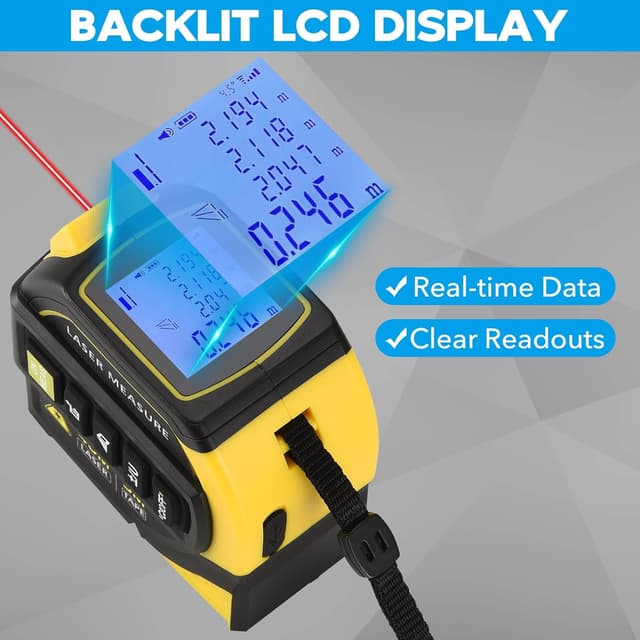 Detalle de 4-in-1 Laser Tape Measure (Class 2) with 40m Laser Distance Meter, 5m Tape, Cross-Line Level & Dual-Axis Angle