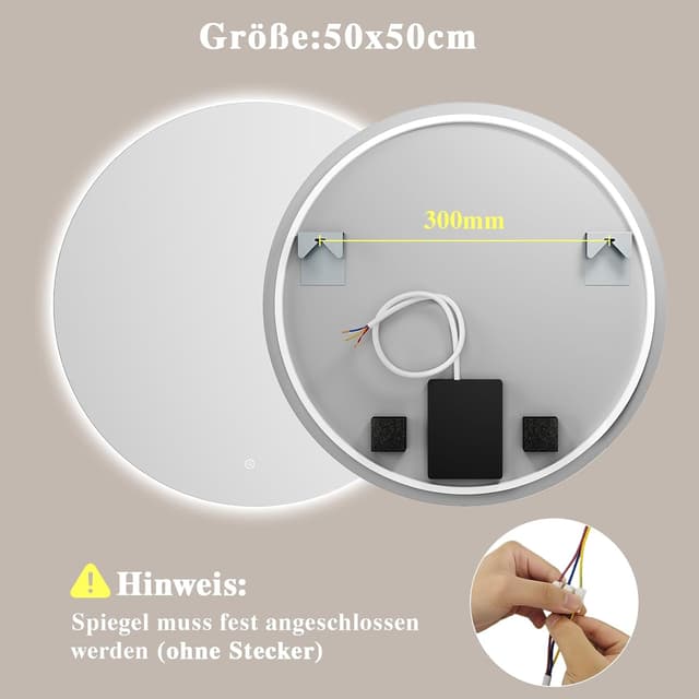 Thumbnail 6 de Archaluxe Badspiegel mit Beleuchtung Ø50 cm