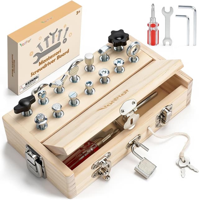 Detalle de Vanplay Juguetes Montessori tablero con 14 tornillos