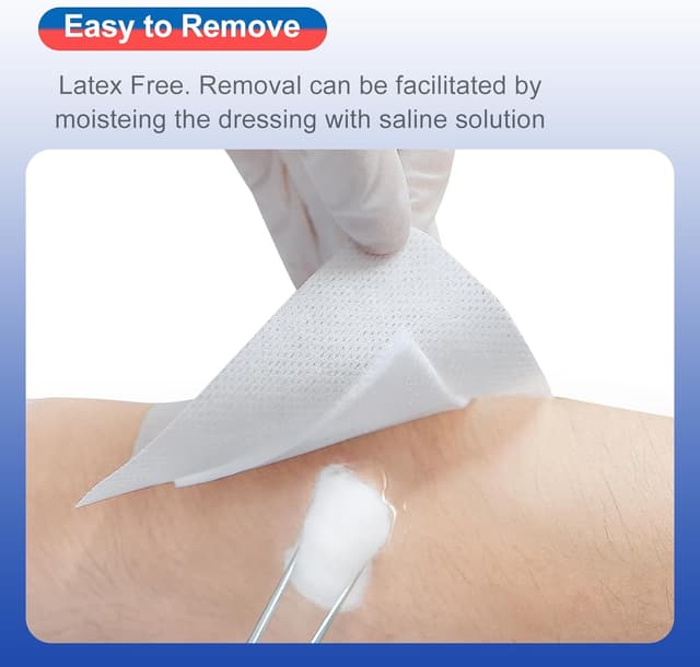 Detalle de Niceful 50 Count 4" x 4" Adhesive Gauze Island Dressing — Water-Resistant Sterile Pads for First Aid