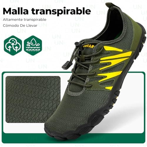 Detalle 2 de SAGUARO zapatillas barefoot para hombre en verde militar (talla 43 EU): escarpines de secado rápido y suela antideslizante