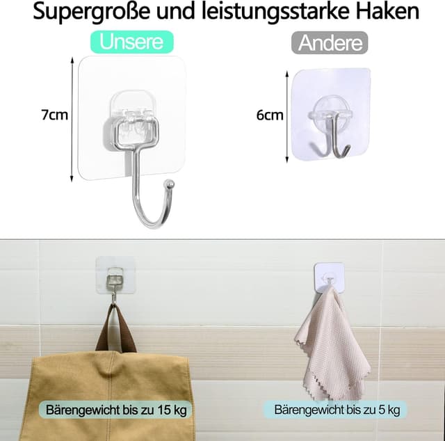 Detalle 2 de Charfia Selbstklebende Haken 15 kg, 8er-Set