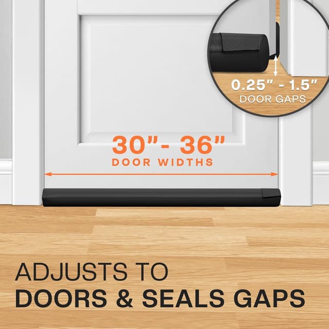 Detalle de Comfyanno Under Door Draft Stopper (Bottom Door Seal & Gap Filler) for 30–36 in Doors, No Adhesive, Black
