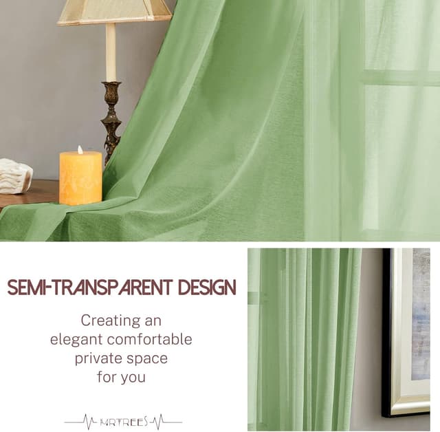 Thumbnail 2 de MRTREES Cortina translúcida verde oliva 140×145