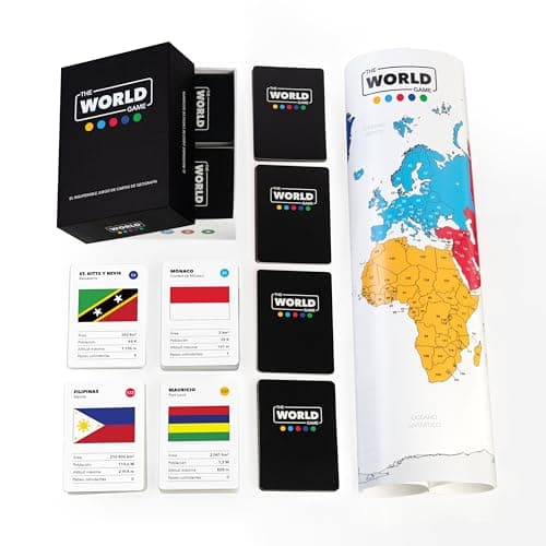 Detalle de The World Game Juego de Cartas de Geografía (en español): países, banderas y capitales