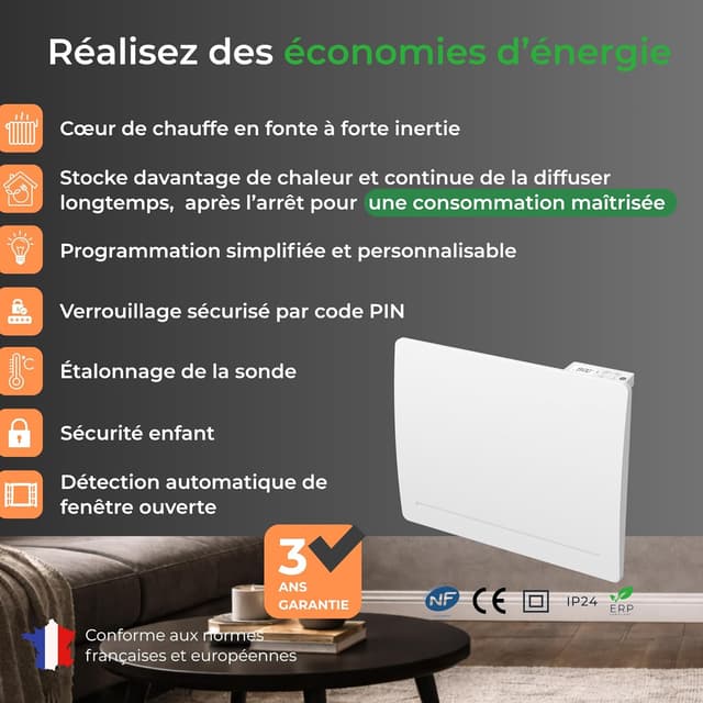 Detalle de Cosyup Eilo radiateur inertie sèche 1000 W