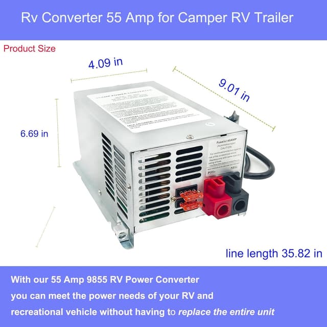 Detalle de 2026 Upgrade WF-9855 55 Amp RV Power Converter (WF-9855-AD) – 13.6V Output, Replace for 9800 Series