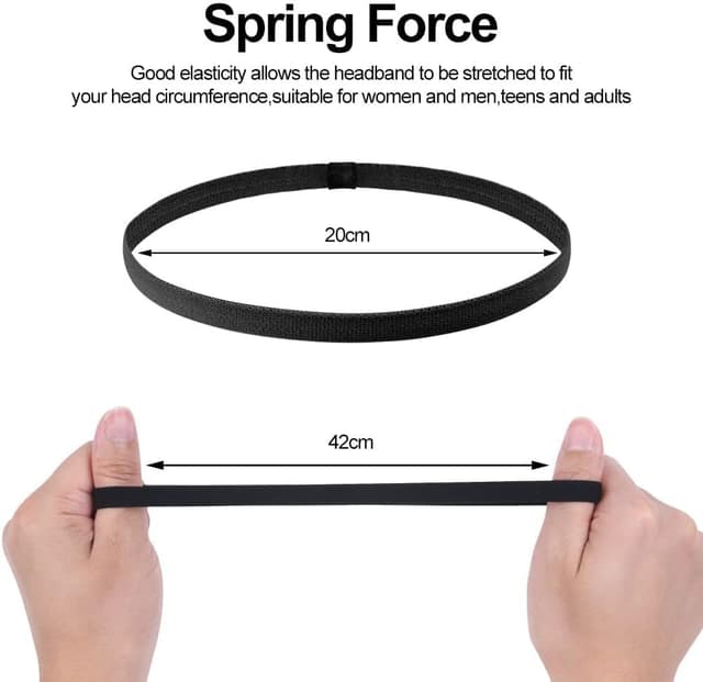 Detalle 2 de URAQT Sport Fascia per capelli antiscivolo elastica (set da 9, unisex) per sport, yoga e jogging