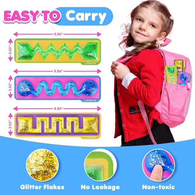 Detalle de LESONG 3-Pack Sensory Fidget Toys for Kids – Squishy calming goo sensory tubes for preschool