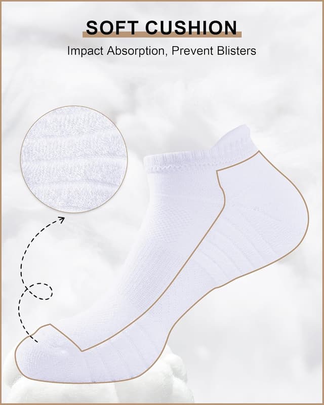 Detalle de Niorasen Men’s Running Socks (6 Pairs) – Cushioned Low Cut Trainer Socks, Breathable Cotton