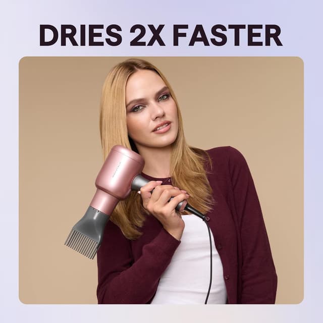 Detalle de Wavytalk Blown Away Ionic Hair Dryer (1875W) with Diffuser, 3 Attachments, Rose Gold