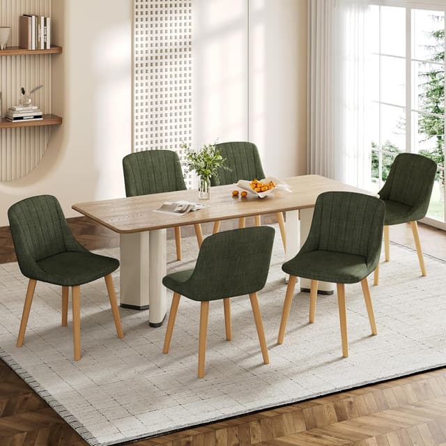 Detalle 2 de Goeurvant Sedie sala da pranzo set da 2 verdi in legno massiccio e poliestere