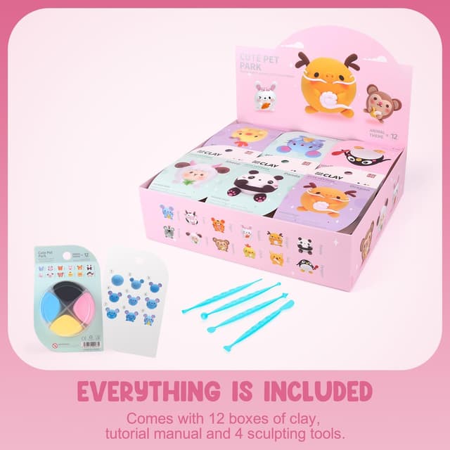 Detalle de LOUFOR Air Dry Clay Kits for Kids (12 DIY Boxes) with Tools & Tutorials