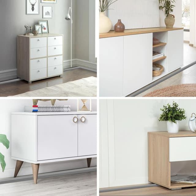 Detalle de SWTYExt selbstklebender Kabelkanal für den Boden, 1,2 m x 5 cm, grau (flexibler PVC-Kabelschutz)