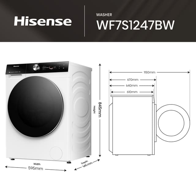 Thumbnail 1 de Hisense Serie 7S- WF7S1247BW lavadora 12 kg 🧺