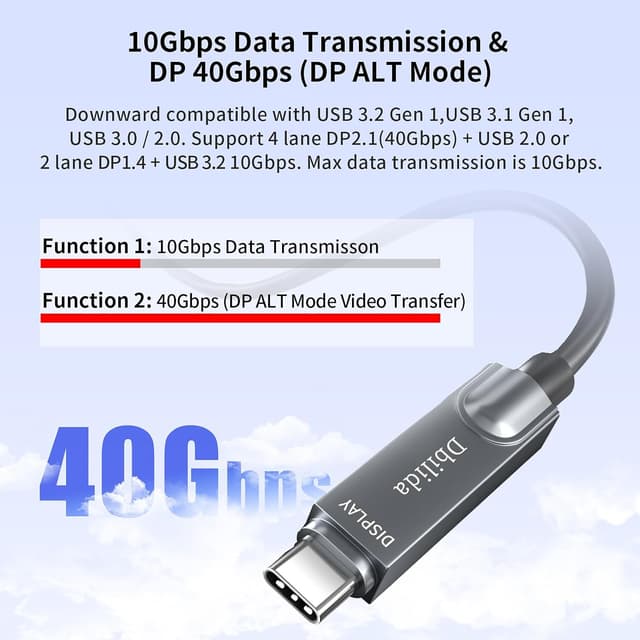 Thumbnail 4 de 8K Glasfaser USB C Kabel 15M 10Gbps