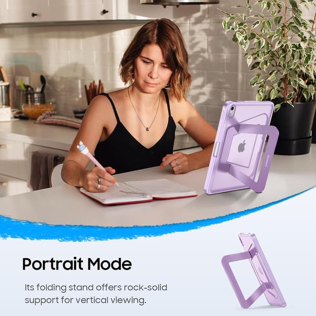 Detalle 2 de FINTIE coque pour iPad A16 11e génération (2025) et iPad 10e génération 10,9" 2022, avec béquille multi-positions et rangement pour stylet – violet