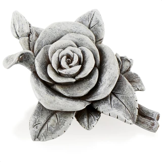 Thumbnail 6 de com-four 2x Grabdekoration Rose Grabstein der Hoffnung und Reinheit (2 Stück, Rosenblüte, grau)
