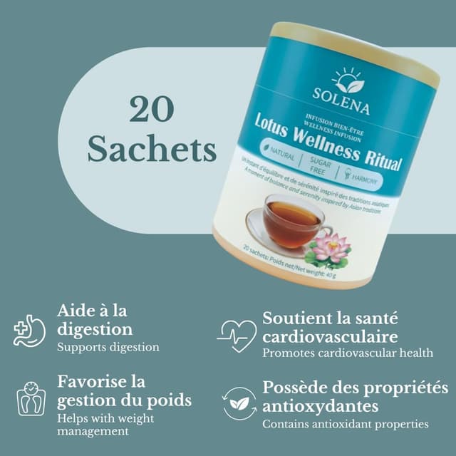 Detalle de SOLENA Rituel Digestion & Perte de Poids aux feuilles de lotus – tisane sans caféine en sachets (20)