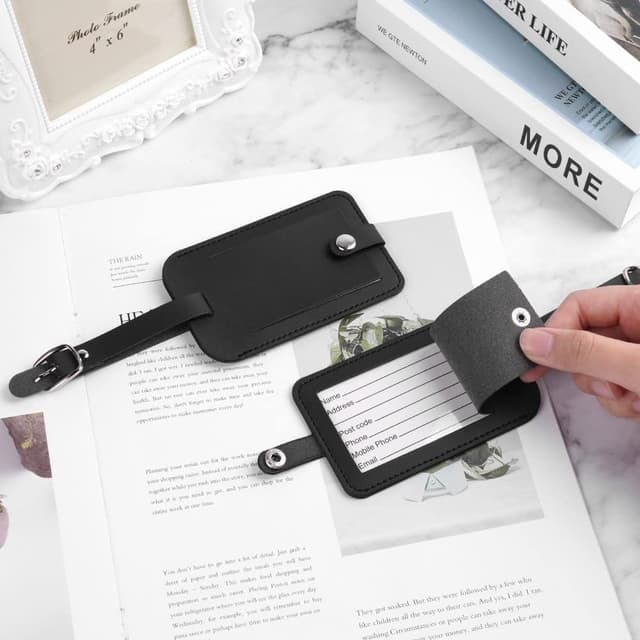 Detalle 2 de Flintronic Lot de 4 étiquettes de bagages en cuir