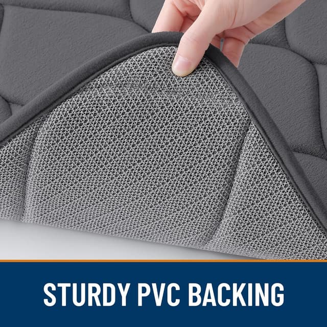 Detalle de Smiry Memory Foam Bath Mat 59''x24'' in Dark Grey — ultra-soft, non-slip, quick-drying bathroom rug