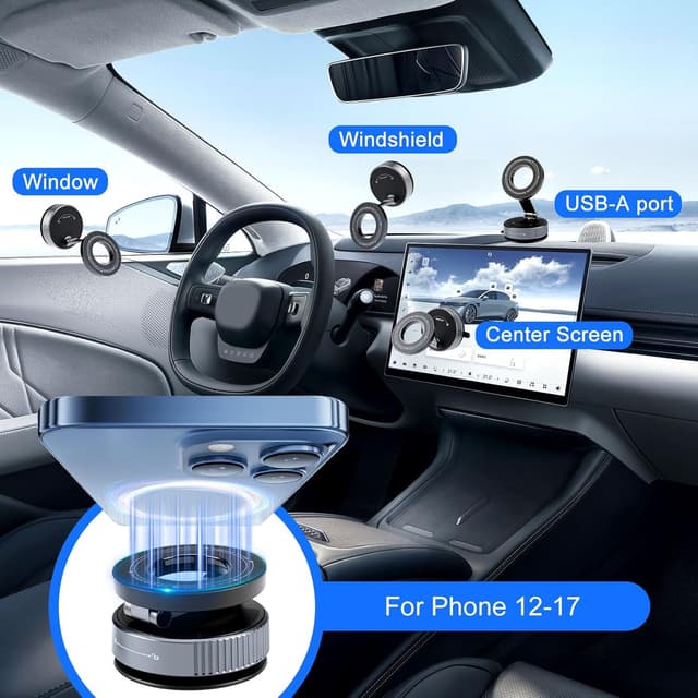 Detalle 2 de QIQIAZI Vakuum-Magnet Handyhalterung fürs Auto für Mag-Safe: 360° drehbar & faltbar