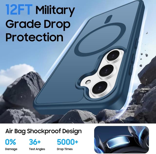 Detalle 2 de Ntwinro Magnetic Case for Galaxy S25 Plus / S24 Plus with Detachable Card Holder, Slim Shockproof Wallet Case (Deep Blue)