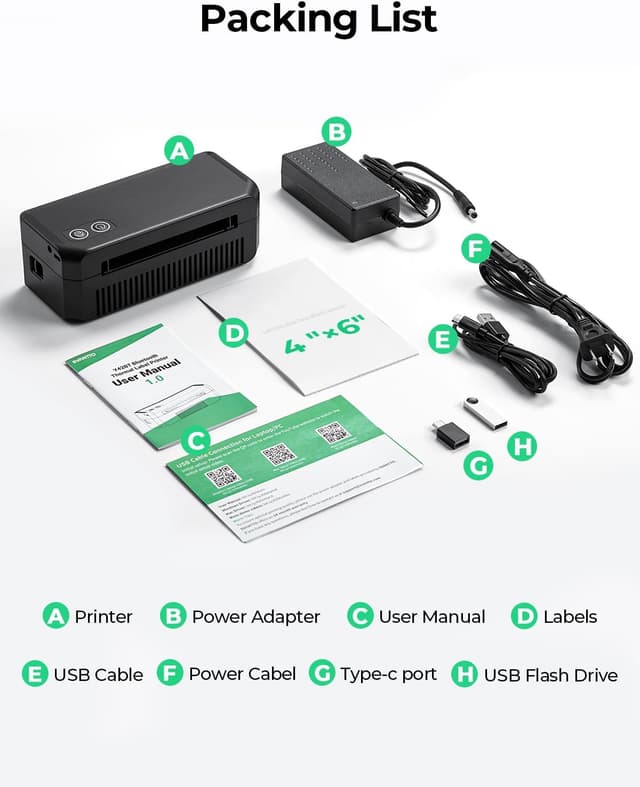 Detalle 2 de SVANTTO Bluetooth Thermal Label Printer 4x6 (Y42BT) for 4x6 shipping labels