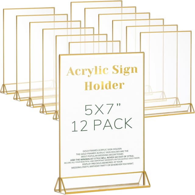 Detalle de LUOBAO 5x7 Gold Acrylic Sign Holder 12 Pack 🪧