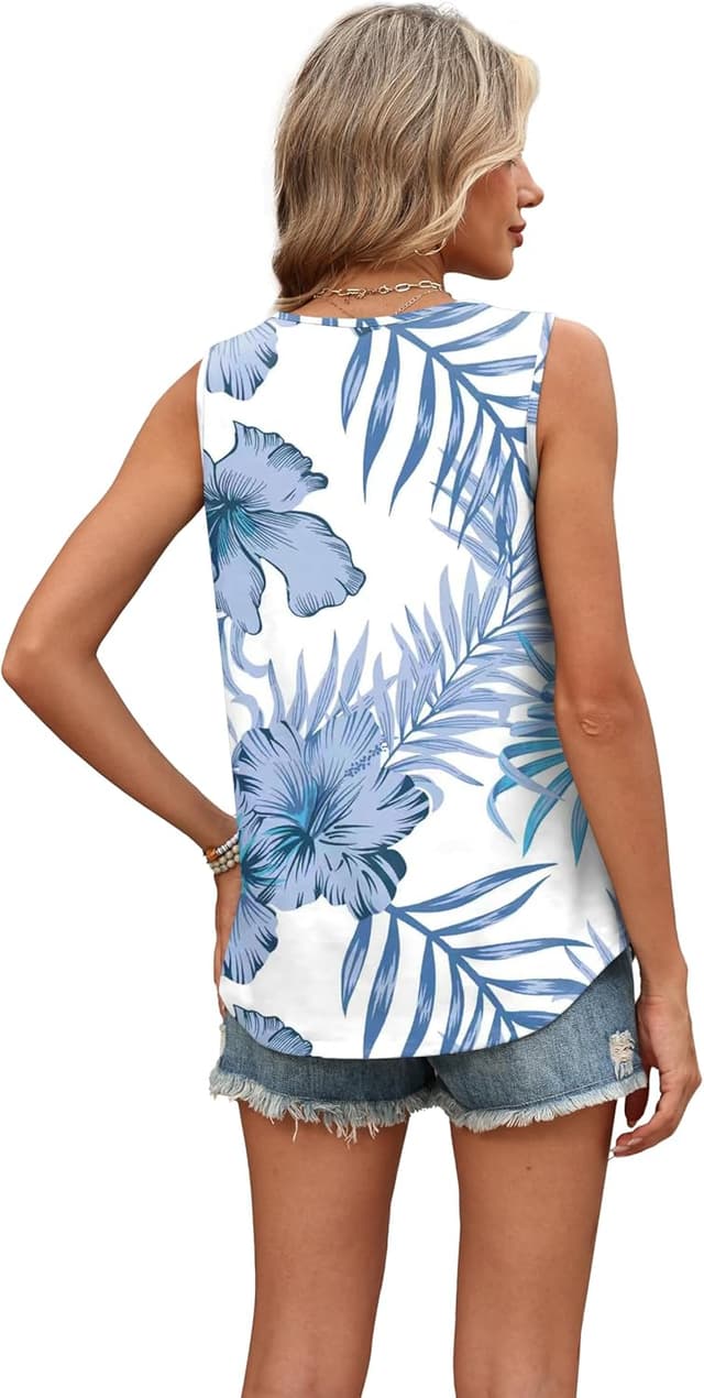 Detalle de WIHOLL Women’s V-Neck Sleeveless Tank Top Vest – Summer Loose Fit