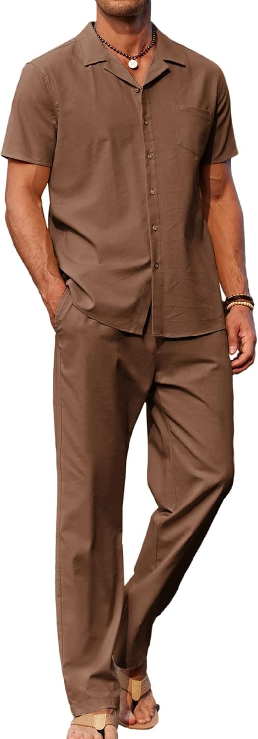 Detalle de COOFANDY Linen Beach Set 2 Piece