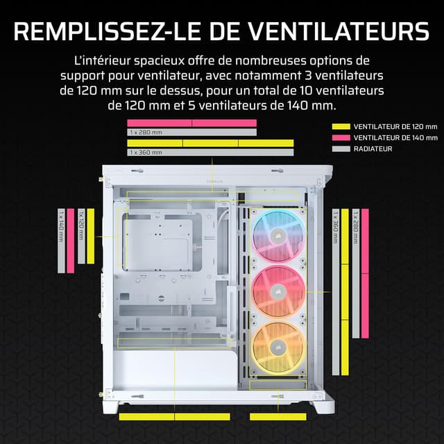 Thumbnail 6 de CORSAIR Frame 4500X LX-R RGB Link – boîtier moyen-tour blanc avec verre panoramique et système InfiniRail
