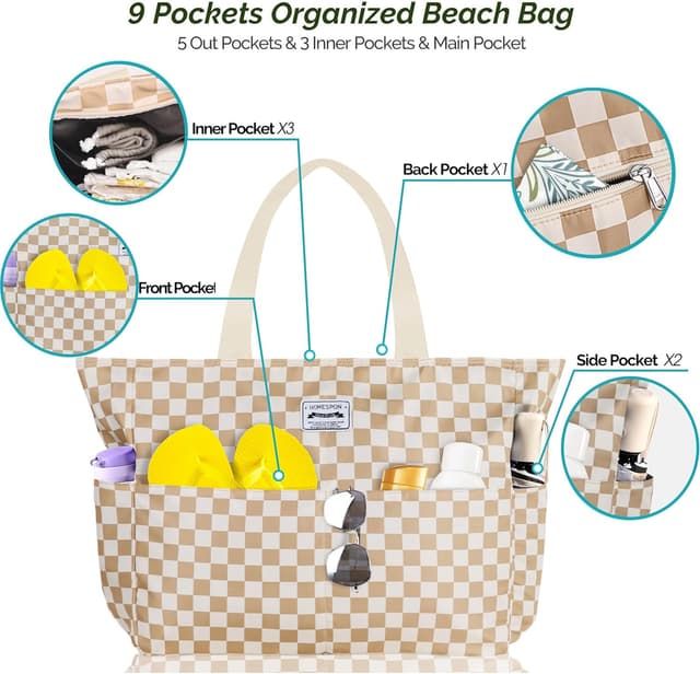 Thumbnail 6 de HOMESPON Large Waterproof Beach Tote 45x38cm