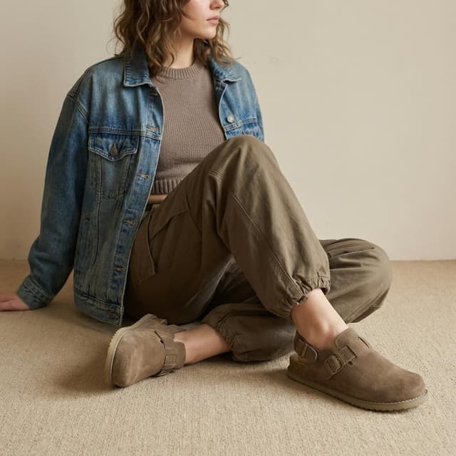 Detalle de CUSHIONAIRE Brooklyn Suede Women’s Slides adjustable buckle clog 👡