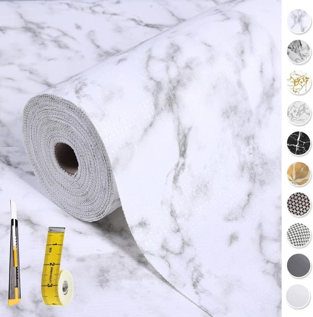 Detalle de Easy Liners 12 in x 20 ft Marble Shelf Liner — Non Slip Kitchen