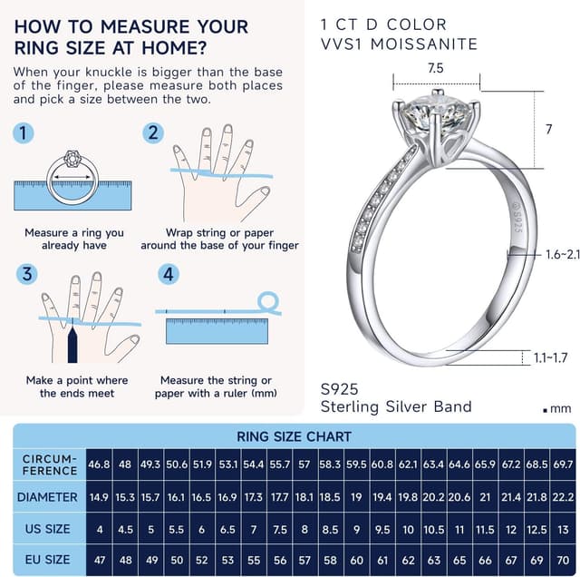 Thumbnail 5 de MomentWish Verlobungsring 1 Karat Moissanit 💍