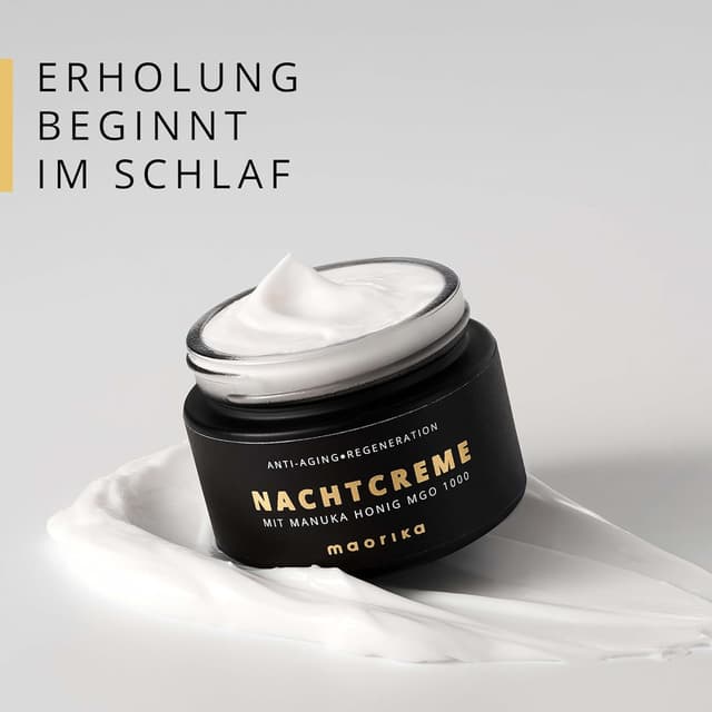 Detalle 2 de maorika Nachtcreme mit Manuka Honig MGO 1000+ – neutrale Anti-Aging Pflege mit Gelee Royal, Bienenwachs & Sheabutter (50 ml)