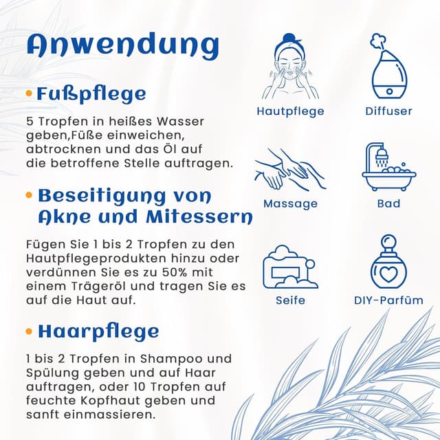 Detalle de HIQILI Teebaumöl 100 ml für Pflege