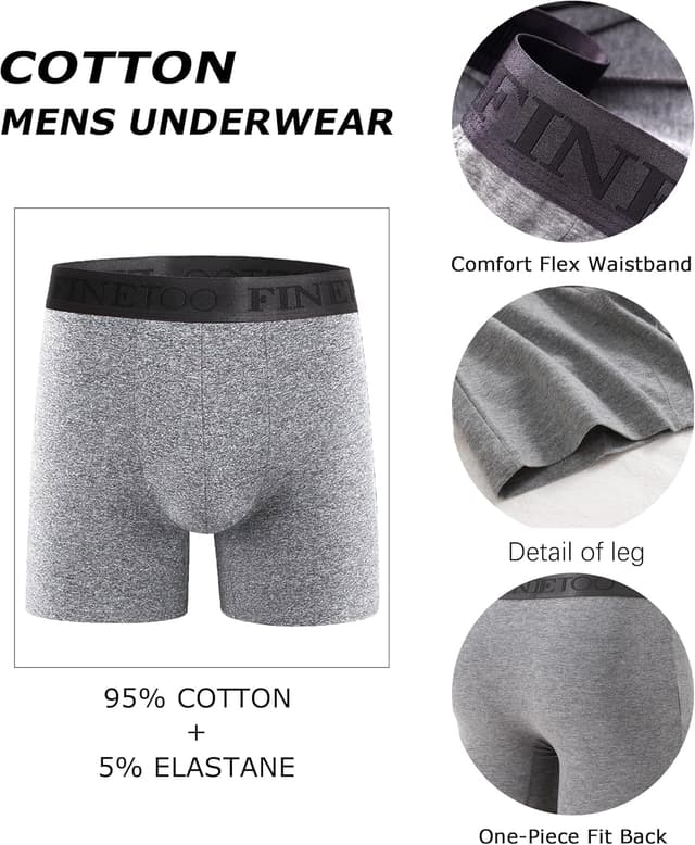Detalle de FINETOO lot de 3 boxers longs en coton pour homme (S à 2XL) sans étiquette
