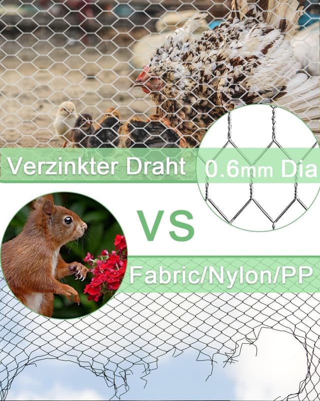 Thumbnail 4 de Hühnerdraht Hasendraht Verzinkt Silber 42×600 cm