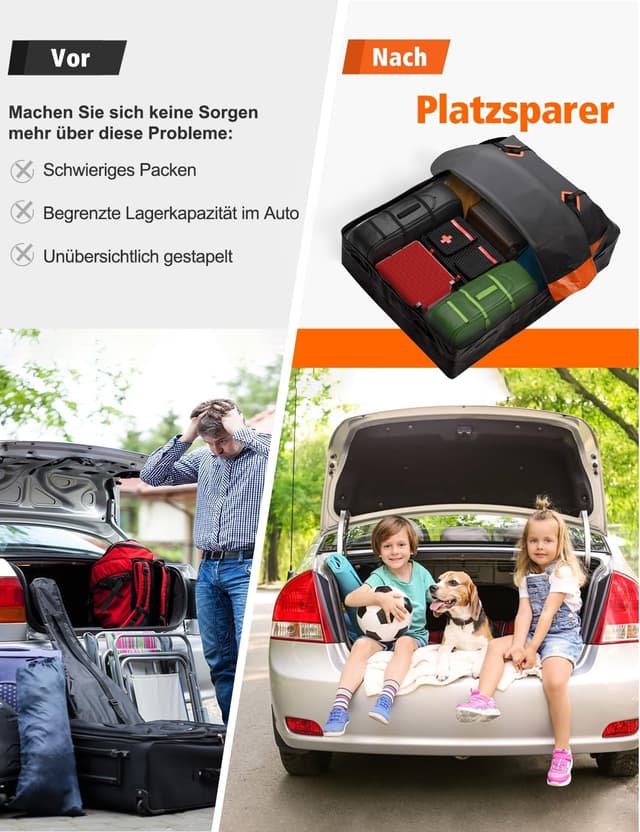 Detalle 2 de FIVKLEMNZ Dachbox Auto für Dachgepäckträger – wasserdichte Dachtasche inkl. Anti-Rutsch-Matte, Gurte & Schloss