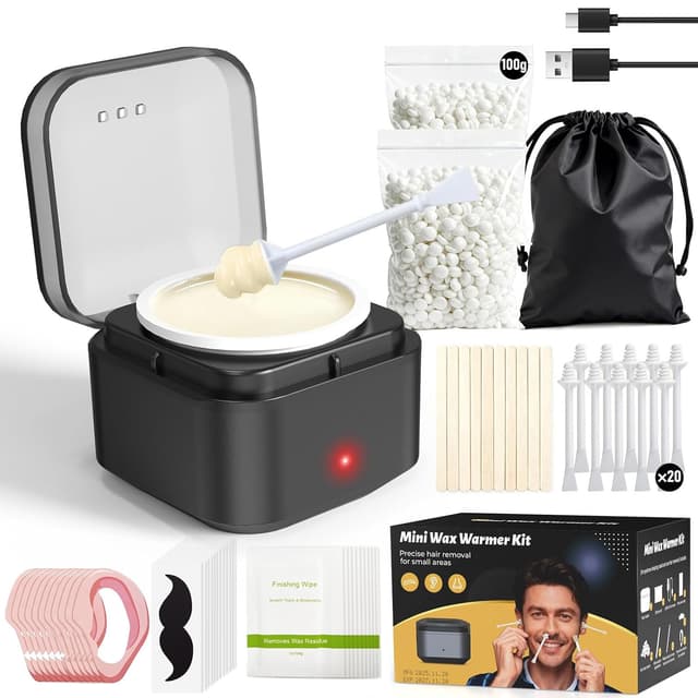 Detalle de Nasenhaarentferner Nasenhaar Wachs-Set mit Mini-Wachswärmer (USB-C), 100 g – für Nase, Ohren & Augenbrauen