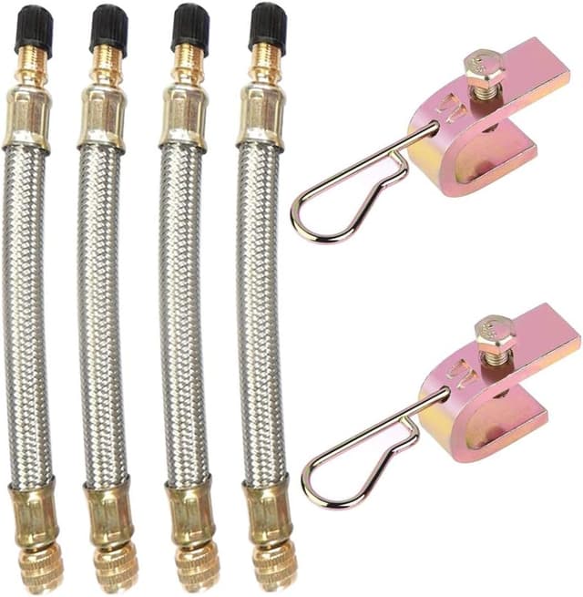 Detalle de Ianulus Valve Extension (4-pack) – Tyre Valve Extenders Adapter with 2 Clamps, 18cm length